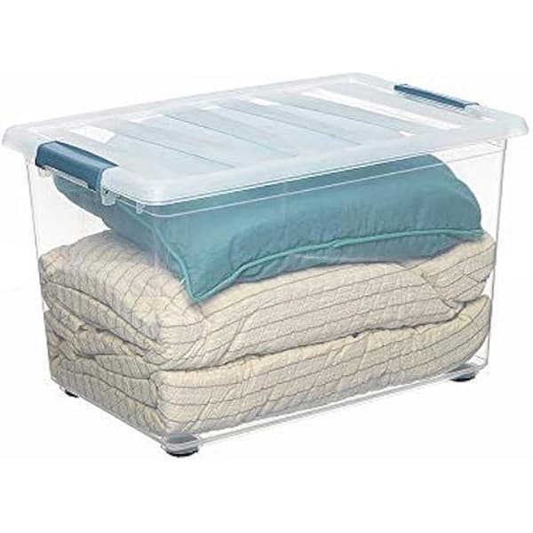 Förvaringslåda - DOMOPAK LIVING - Katla - Transparent - 57 L - Ergonomiska hjul och handtag