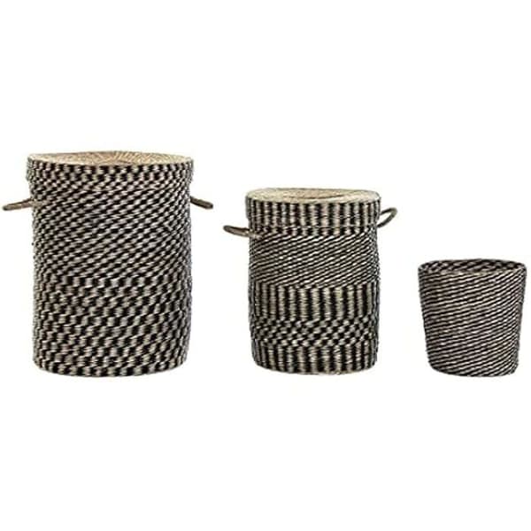 Korgset - DKD Home Decor - Standard - Svart - Naturfiber - 45x45x56 cm