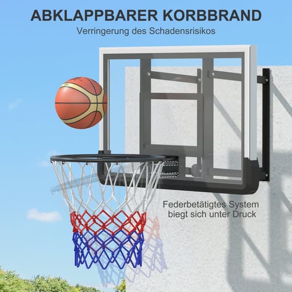 Rootzin seinälle asennettu koripallohanka - Säädettävä sisäkuori - Särkyvä takaosa - jousikuormitettu - 110 cm x 70 cm takapaneeli