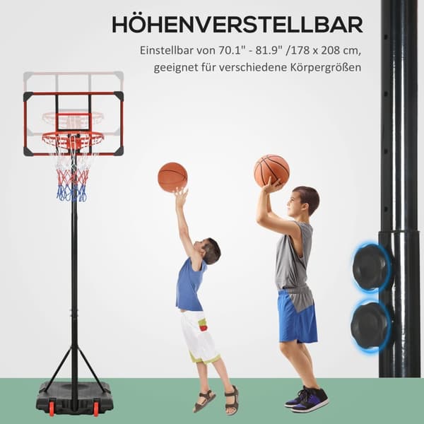 Rootz Outdoor Basketball Hoop - Kannettava vanne - Säädettävä jalusta - Parantaa koripallotaitoja - 71 cm x 46 cm: n takalevy