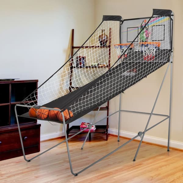 Rootz Foldble Basketball Hoop - Double Shootout - Arcade Game - Elektronisk räknare - Robust stålram - 2,05 m x 1,1 m x 2,05 m