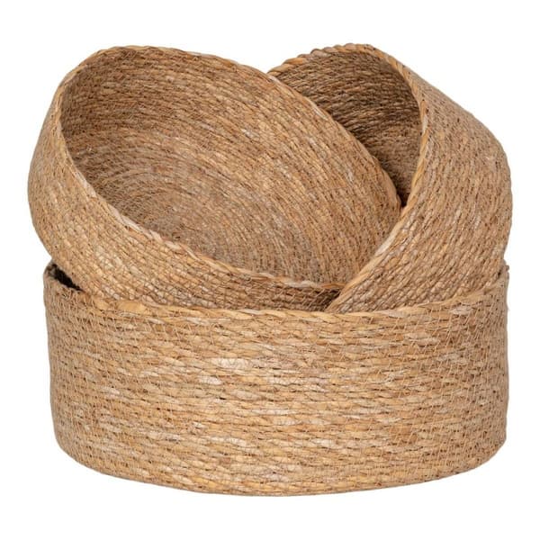 Rootz Batam Seagrass korgar - Naturliga förvaringskorgar - Dekorativa fack - Eco -vänliga - 25 cm x 25 cm x 10 cm (uppsättning 3)