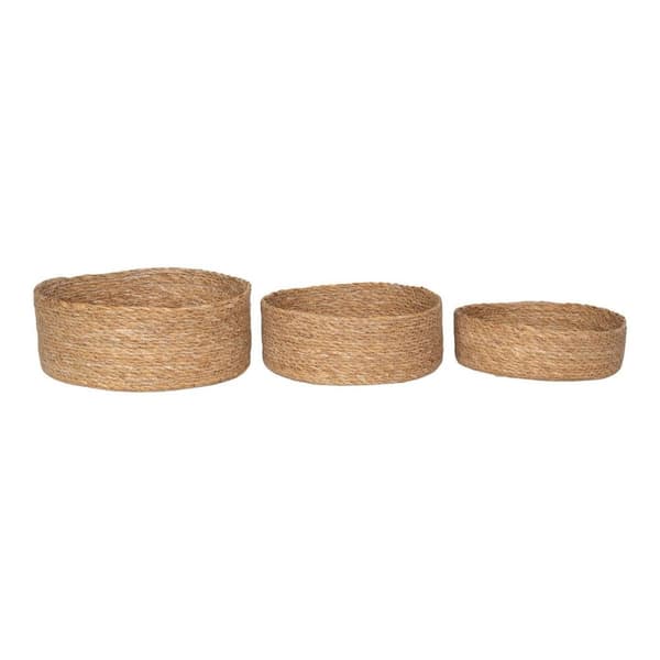 Rootz Batam Seagrass korgar - Naturliga förvaringskorgar - Dekorativa fack - Eco -vänliga - 25 cm x 25 cm x 10 cm (uppsättning 3)