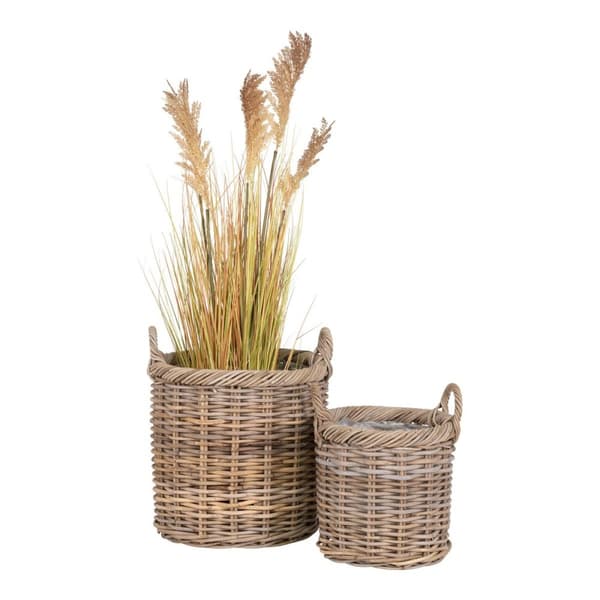 Rootz Gili Basket Set - Kubu Rattan korgar - Förvaringskorgar - Vångsidiga arrangörer - Dekorativ display - Ø40x48 cm, Ø30x38 cm