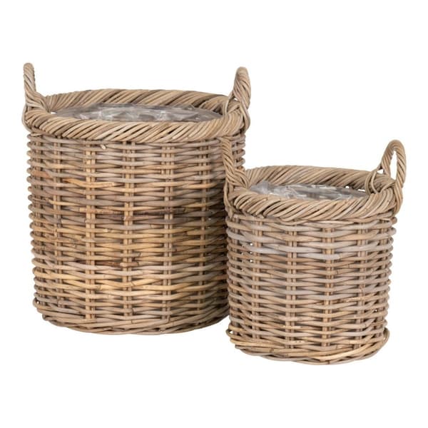 Rootz Gili Basket Set - Kubu Rattan korgar - Förvaringskorgar - Vångsidiga arrangörer - Dekorativ display - Ø40x48 cm, Ø30x38 cm