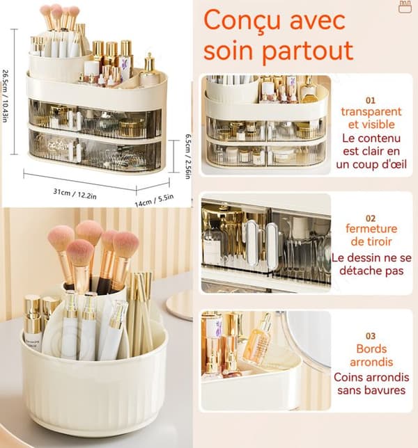 INN Makeup organizer 34,5x14,7x14,3cm skåpdörr korg korg skåp möbeltillbehör roterande pennhållare