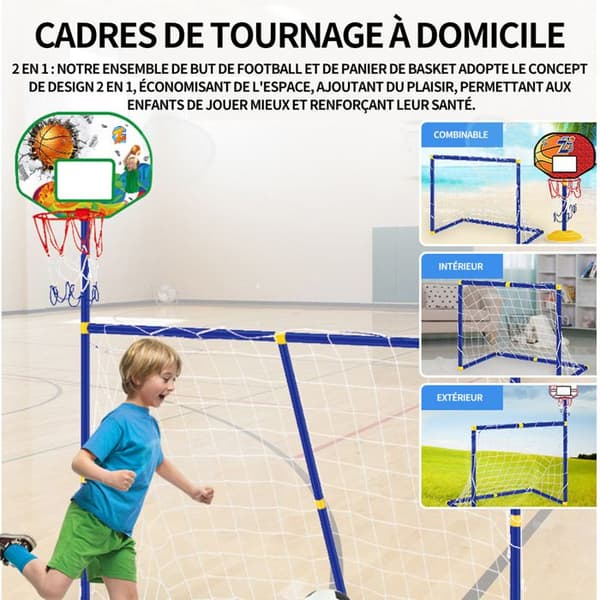 C fotbollsmål och basketställ 2 i 1 för barn inomhus och utomhus leksaksset 88 cm ABS mål 88x45,5x115,5 cm