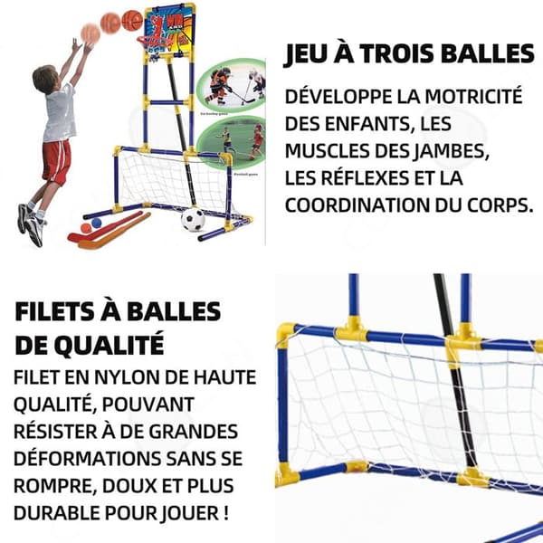 C Basket Net Hockey Tre-i-ett Fotbollsnät Barn Sportspel Leksak Set 99cm Mål 99x69x153cm