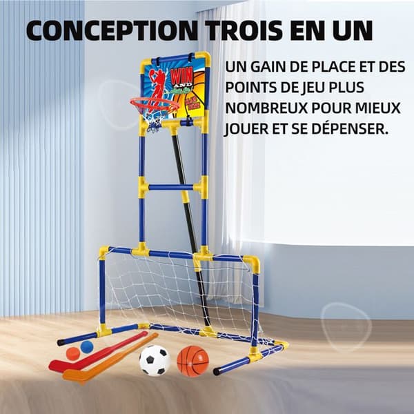 C Basket Net Hockey Tre-i-ett Fotbollsnät Barn Sportspel Leksak Set 99cm Mål 99x69x153cm