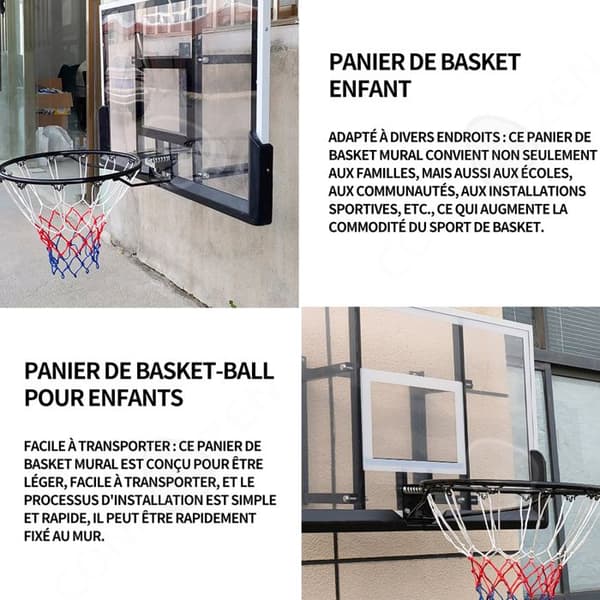C Basketbåge 112x72cm Baskettavla storlek Väggfäste Hängande baskettavla med skruvar Svart PVC-stålplatta