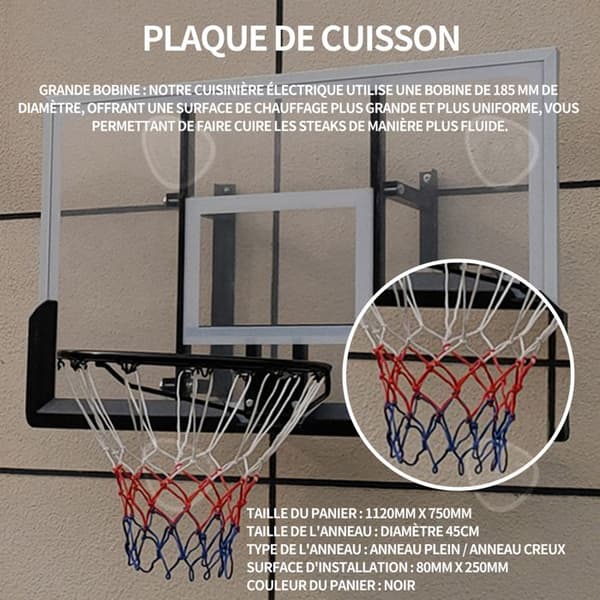 C Basketbåge 112x72cm Baskettavla storlek Väggfäste Hängande baskettavla med skruvar Svart PVC-stålplatta