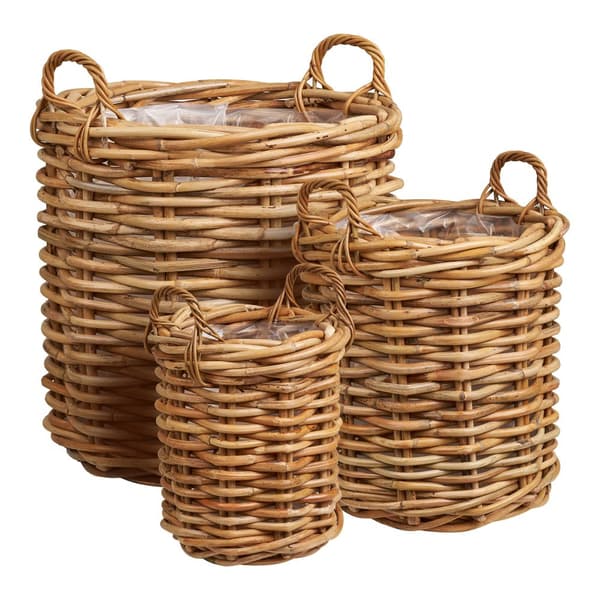 Korit, Burton Kubu Rattan setti 3 kpl, 38x38x36 cm / 50x50x43 cm / 62x62x53 cm, luonnonväri