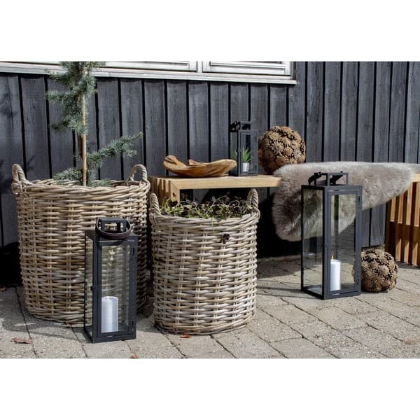 Kurv, Indo Kurve Kubu Rattan Sæt af 2, 40-50x48-58 cm, Naturfarvet