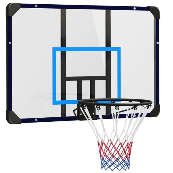 Væghængt basketballkurv med bred og mesh, stål, 113x61x73 cm, til udendørs og have