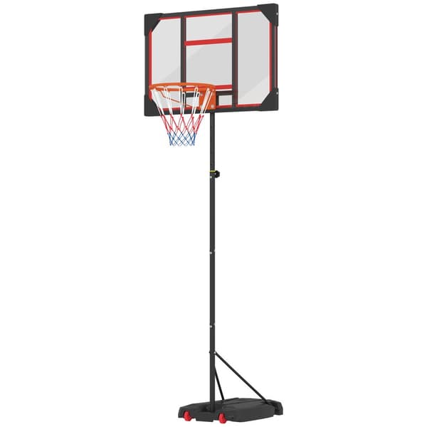 Højdejusterbar basketballkurv til børn, 210-260 cm, Mobil med Hjul, Rød