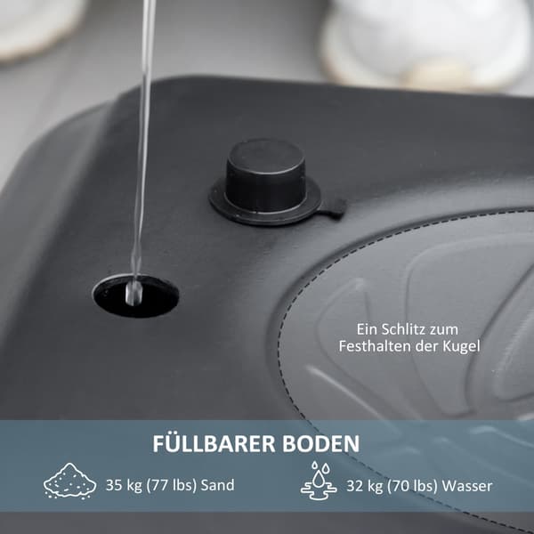 Højdejusterbar basketballkurv med stativ, 220-250 cm, Mobil med hjul til haven