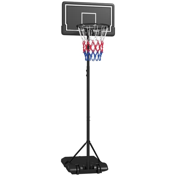 Højdejusterbar basketballkurv med stativ, 220-250 cm, Mobil med hjul til haven
