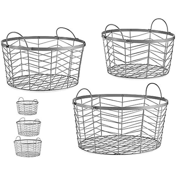 Set med runda silvermetallkorgar - Presentdekor - Set med 3 - Flerfärgade - 40 x 40 x 18 cm