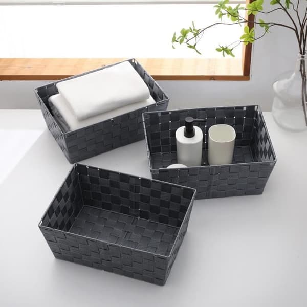 Set med 3 badrumskorg, polypropen, 33 x 23 x 14 cm, grå