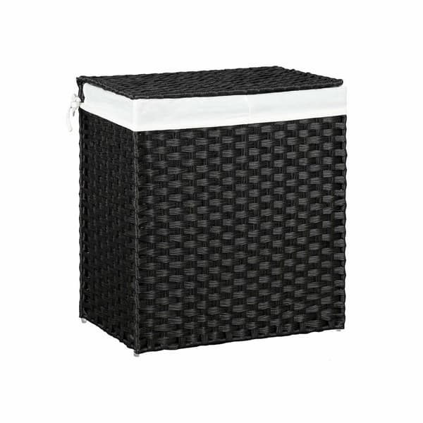 Tvättkorg 110 L polyrattan svart