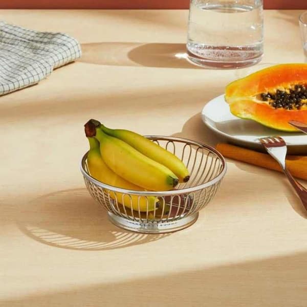 Rund korg - Alessi - 826-24 - Blank stål - Ø24,5 cm - H.8,5 cm
