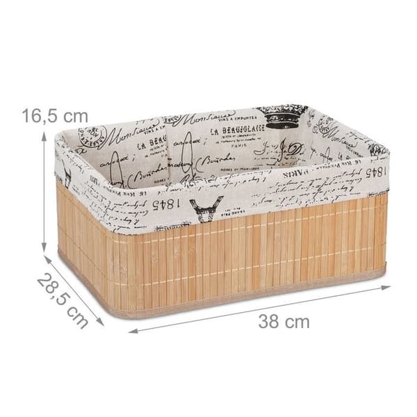 Förvaringskorg - 10034143 - Bambu - Beige - Vikbar - Franska mönster