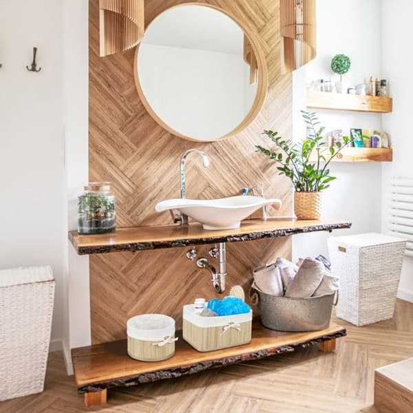 Relaxdays förvaringslåda, bambu, set med 4, garderob, hyllor och skåpkorgar, 4 olika storlekar, natur