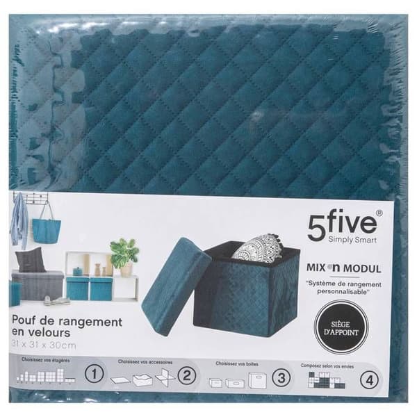 5five - vikbar sittpuff 31x31cm "mix n modul" blå sammet