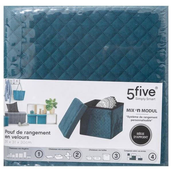 5five - vikbar sittpuff 31x31cm "mix n modul" blå sammet