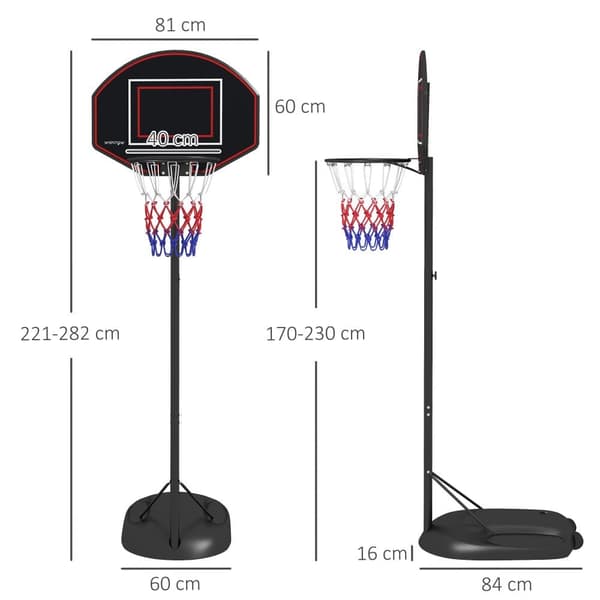 Justérbar Höjd Basketkorg, 83x2x60 cm, Svart