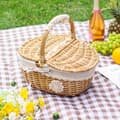 Miniatyrbild 2 av 2: Vävd Rattan Picknickkorg, Mångsidig Förvaring, Hantverksmässig Design,Liten, lorlight Gul Grå