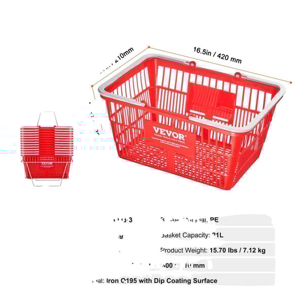 Shoppingkorg, 12-delarsset, hållbart PE-material,21L