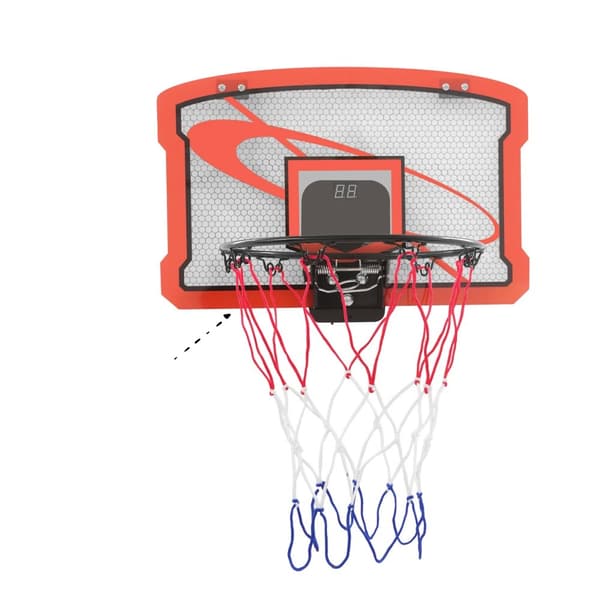 Barnens Mini Basketkorg, Väggmonterad och Dörrmontering, LED Poängtavla, Två Spellägen,Röd