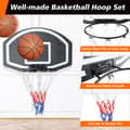 Miniatyrbillede 2 af 5: Dør Vægmonteret Indendørs/Udendørs Basketballkurv, Vægmonteret Basketballkurv, 72,4 cm x 45,72 cm Ryglæn, Brudsikkert PE-ryglæn, Sort