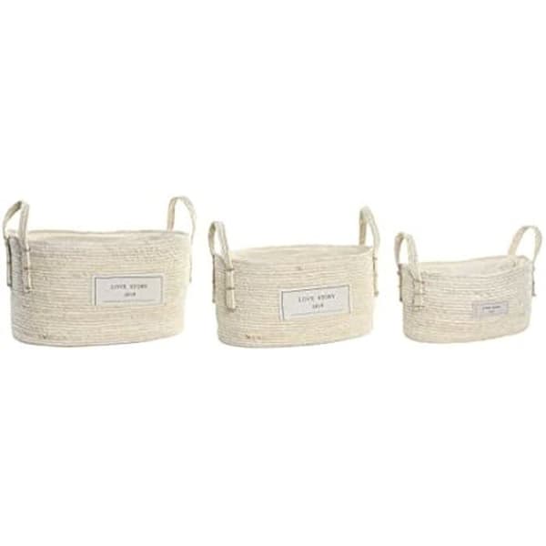 Korgset - DKD Home Decor - Standard - Bomull och fiber - Ljusbrun - 34 x 23 x 20 cm