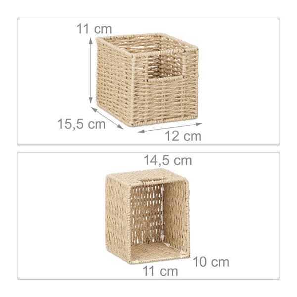Relaxdays Etagere 4 kuber förvaring avtagbar korg trä valnöt hall sovrum kök väggmontage, natur