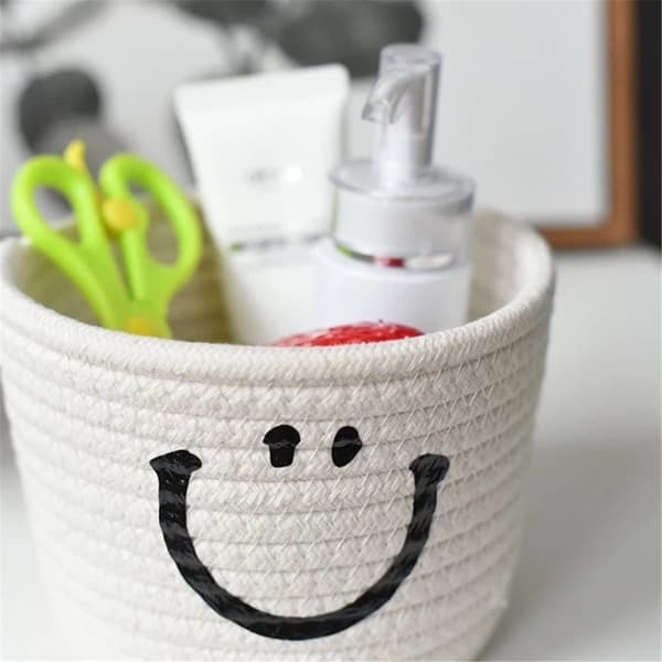 OBOSOE Smile Wicker puuvillajohdon säilytyskori – seinään kiinnitettävä kori kotiin