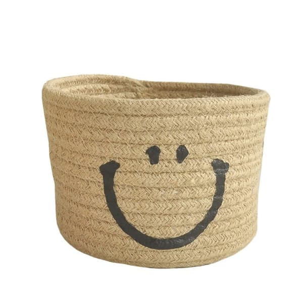 OBOSOE Smile Wicker puuvillajohdon säilytyskori – seinään kiinnitettävä kori kotiin Ruskea