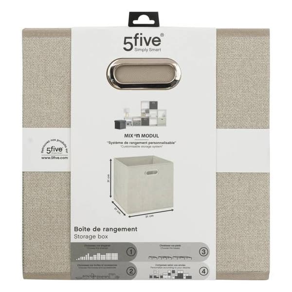 5five - tygkorg 31x31cm "mix n modul" melerad beige
