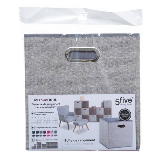 5five - tygkorg 31x31cm "mix n modul" melerad beige
