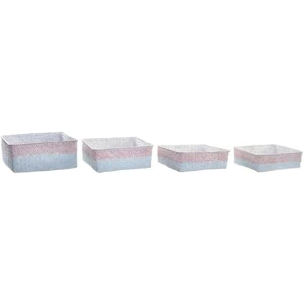 Set med korgar - DKD HOME DECOR - Standard - Rosa - Polyester och fiber - 26 x 26 x 9 cm