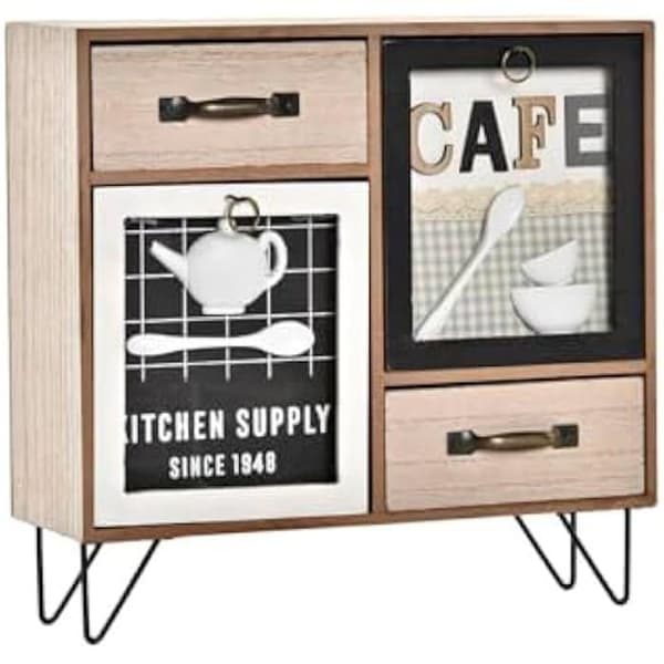 Multifunktionsorganisatör - DKD HEMDEKOR - Standard - Metall och glas - 30x10x29 cm - Brun, Svart, Grön