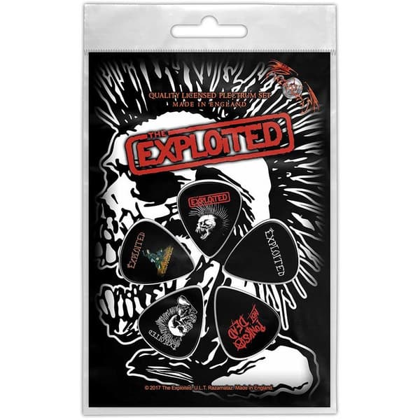 The Exploited Skull Plectrum (Pack of 5) Black/White/Red One Size