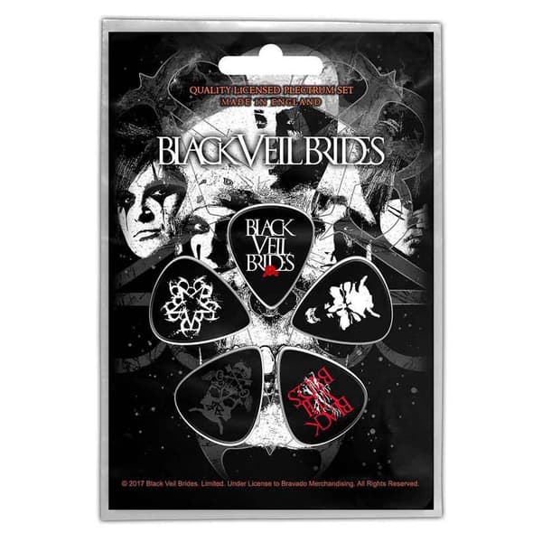Black Veil Brides Skull Plectrum(Pack of 5) Black/White/Red One Size