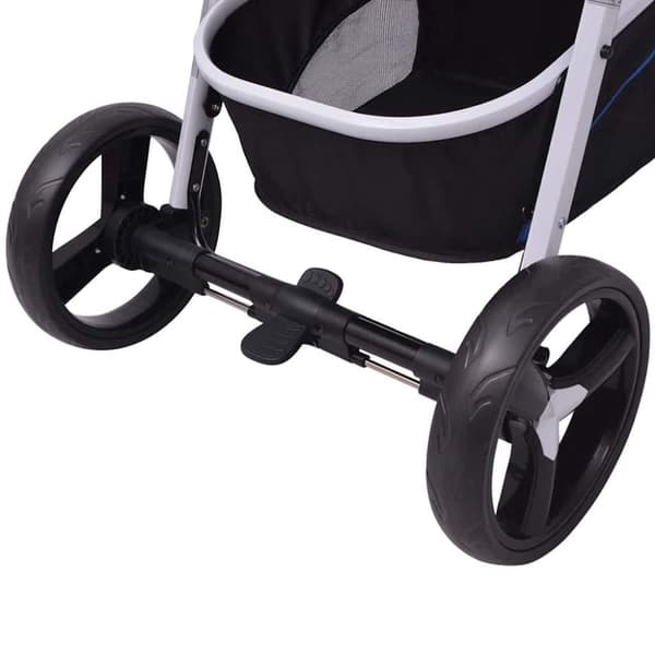 vidaXL 3-i-1 Barnvagn aluminium blå och svart