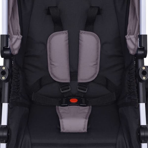 vidaXL 3-i-1 Barnvagn aluminium grå och svart