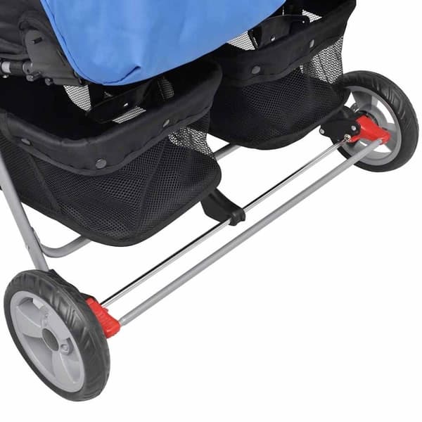 vidaXL Tvillingvagn stål blå och svart