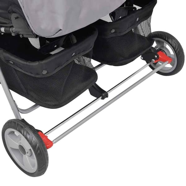 vidaXL Tvillingvagn stål grå och svart