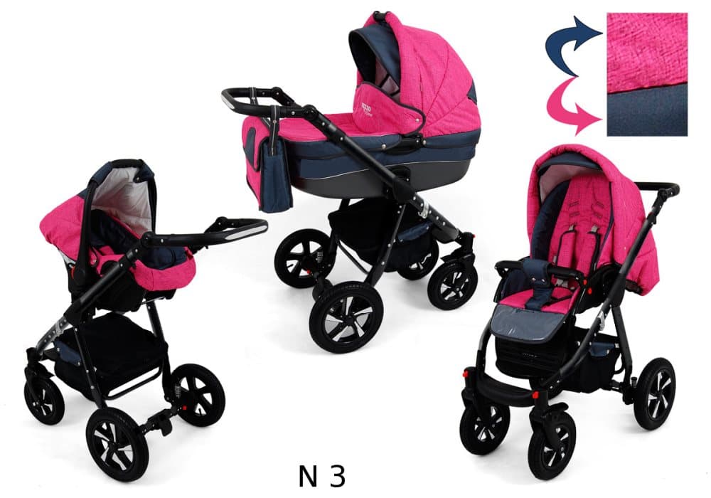 Nexxo Black 3 in 1 Barnvagn - Pink