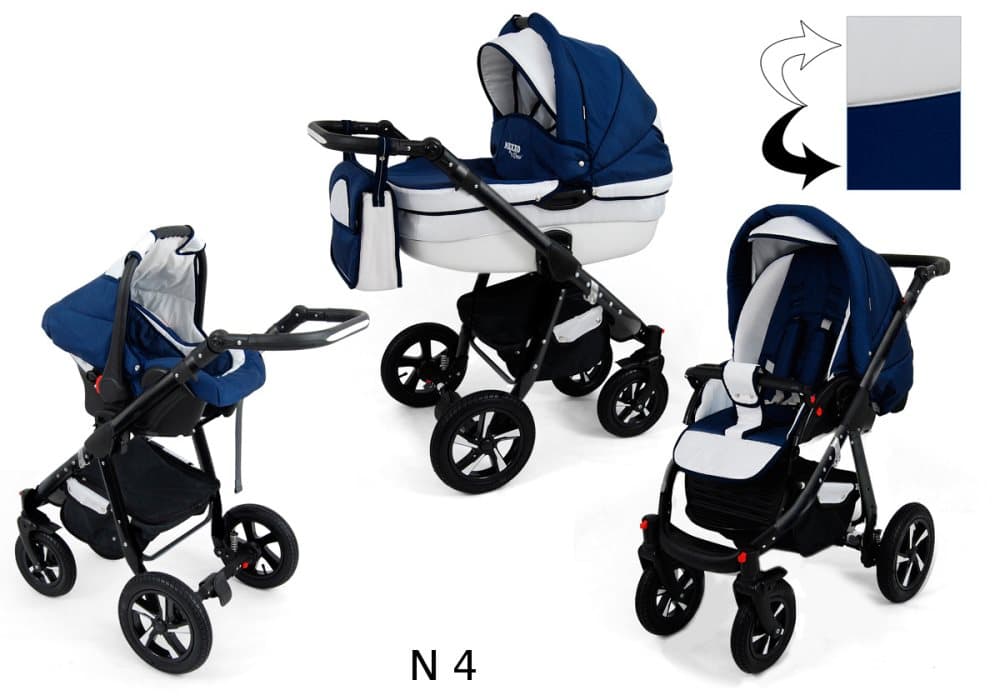 Nexxo Black 3 in 1 Barnvagn - Snow/Blue